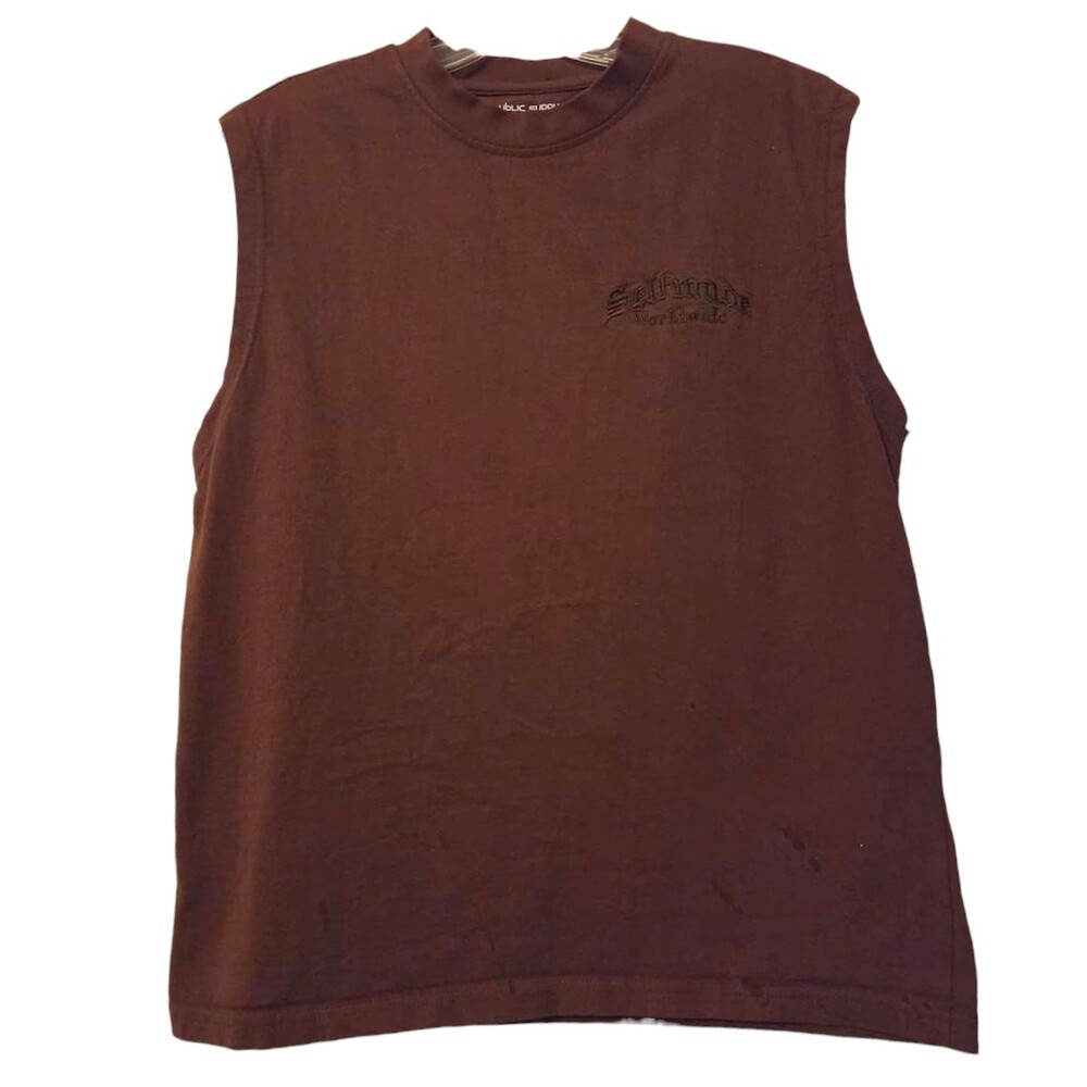 Public Supply Sleeveless Shirt Size Small Brown 100% Cotton
